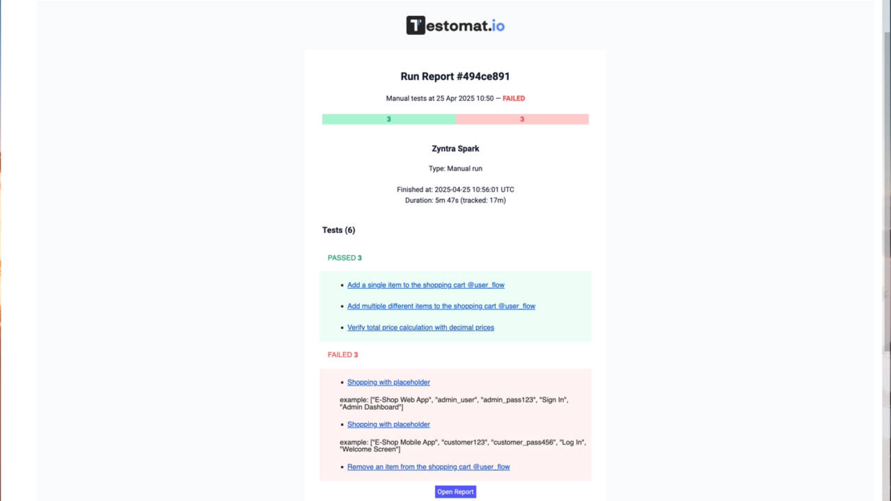 Testomat.io - Share Report
